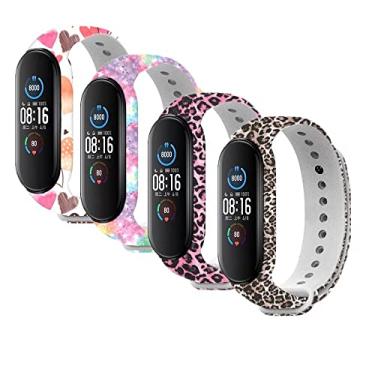 Imagem de T-BLUER Pulseira compatível com Xiaomi Mi Band 5/Mi Band 6, tiras de substituição de silicone coloridas projetadas para Xiaomi Miband 5/Miband 6 acessórios de rastreador de fitness, sem rastreador incluído