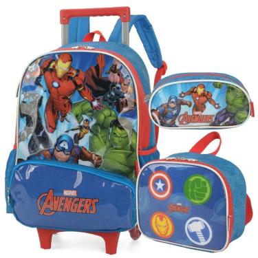 Imagem de Kit Mochila Rodinhas AVENGERS VINGADORES Luxcel Azul-Unissex