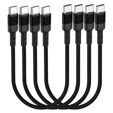 Imagem de SUMPK Cabo USB C para Micro USB 0,3 m, pacote com 4, cabo adaptador curto micro USB para tipo C trançado, transferência de dados OTG 480Mbps USB C para USB Micro compatível com Galaxy S7 S6, J7, J3,