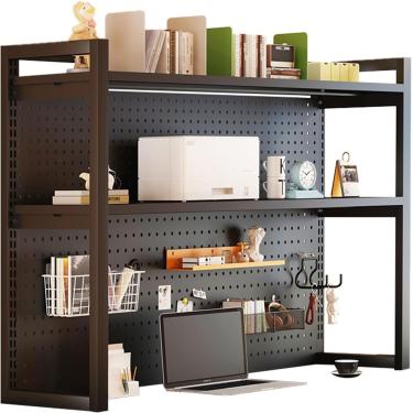 Imagem de Prateleira de armazenamento de mesa para monitor de mesa Rack de exibição de 3 camadas, altura de prateleira ajustável de armazenamento DIY, prateleira de metal de organizador de mesa, para