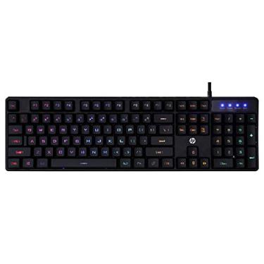 Imagem de Teclado HP Gaming Gamer Preto K300 - Layout ABNT2, com teclas silenciosas, Iluminação multicores em 3 modos - 4QM95AA, Grande