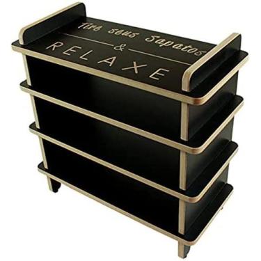 Imagem de Sapateira Banco Hall de Entrada Com Escrita 100% Mdf com 4 Prateleiras