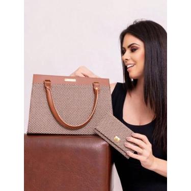 Imagem de Bolsa Feminina Satchel Pasta Tote De Ombro + Carteira Feminina - Estil