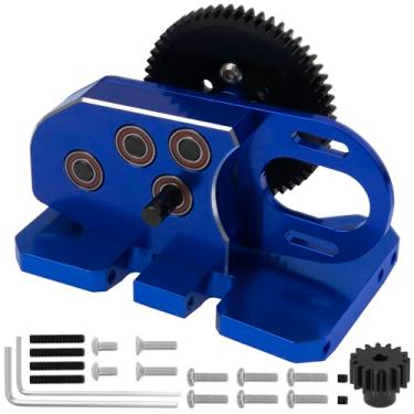 Imagem de ShareGoo Aluminum 2Low Gearbox Middle Transmission w/Overdrive Gear for LCG Chassis Compatible with Axial SCX10 II III 90046 Capra TRX4 1/10 RC Crawler (Blue)