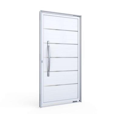 Imagem de Porta Pivotante de Alumínio 215 x 105 x 8cm Lambri com Friso e Puxador