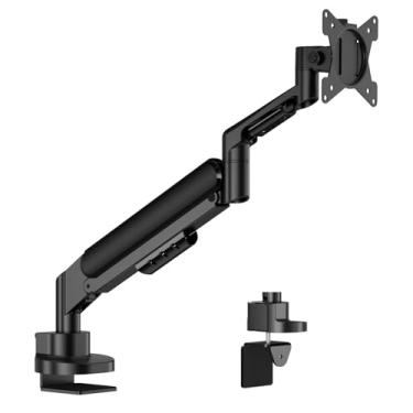Imagem de UPGRAVITY Suporte de monitor único, suporte de mesa de monitor para telas de computador planas/curvas Ultrawide 33.0 cm-86.4 cm, braço de monitor único de perfil baixo suporta até 12 kg, fácil