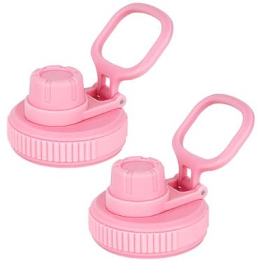 Imagem de Linkidea Pacote com 2 tampas de garrafa de água de boca larga com alça compatível com Hydro Flask boca larga 12/16/18/20/32/40/1,814.4 g, frasco de ferro, Takeya Actives, tampa de bico de substituição