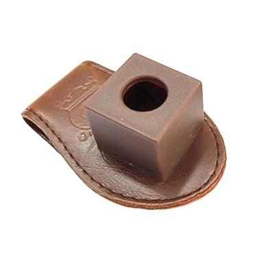 Imagem de Deevoka Suporte de giz de piscina, suporte de giz de bilhar, caixa portátil de giz para taco de bilhar com clipe de cinto, suporte de giz para adultos, Marrom
