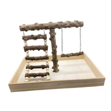Imagem de WeiLaiKeQi Brinquedos de madeira para pássaros, playground, acessórios para gaiolas de pássaros, poleiros para pássaros