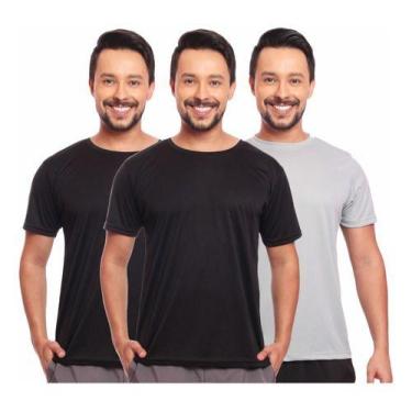 Imagem de Kit 3 Camisas Básicas Masculina Dry Fit Lisa Tradicional - MC Digital,
