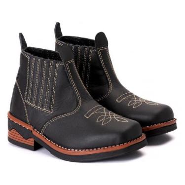 Imagem de Bota Texana Infantil em Couro Marrom Modelo Chelsea Juvenil-339 - Elef