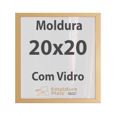 Imagem de Moldura 20x20 Dourada Com Vidro, para Quadros Decorativo para sala, quarto, escritório, poster, casa, fotos, Certificados, Diplomas, Alvara Porta Retrato.