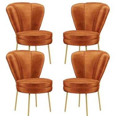 Imagem de Kit 4 Cadeiras Decor Para Camarim Tecido Veludo Ergonômica Resistente Pés de Ferro MOBLAN decor (Terracota)