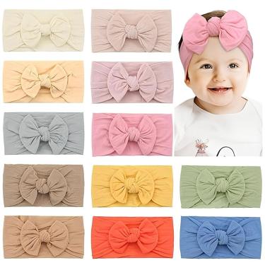 Imagem de Laços de bebê menina turbante para bebê Lacinhos na Faixinha 12 unidades
