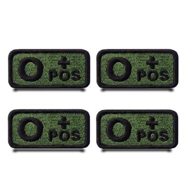 Imagem de 4 pacotes tipo O+ POS positivo tático exército verde gancho e laço bordado patch totalmente bordado militar O+ Patch perfeito para jeans, roupas táticas, mochila, boné, colete, jaqueta etc
