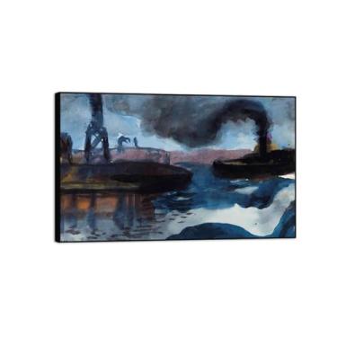 Imagem de MUHJDYC Pintura de paisagem arte de parede famosa - impressão em tela de moldura preta - imagem vintage para sala de estar quarto decoração de parede de casa pronto para pendurar - porta 70 x 110 cm -