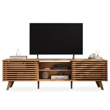 Imagem de IDIMEX Rack TV 75 Ripado Bancada Madeira Sala 2 Portas Madeirado Rian
