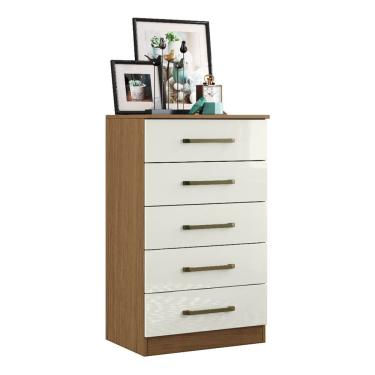 Imagem de Cômoda Quarto com 05 Gavetas Atacama Off White - Abmaza
