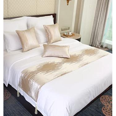 Imagem de Cachecol de corredor de cama de hotel, sólido, moderno, decoração de cama, colchas, proteção respirável, toalha de cama macia para cama de solteiro queen size - dourado||45 * 210 cm para cama de 180