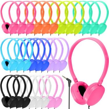 Imagem de Ladont 30 Pack Kids Headphones Bulk for Classroom School Library,Durable Wholesale Wired Headphones for Kids Student Boys Girls Adults,HD Sound 3.5mm Jack (10 Color)