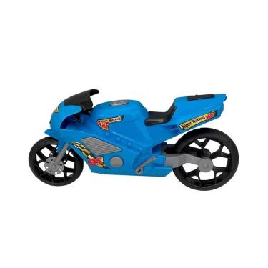Imagem de Super Moto 360 Azul Esportiva Brinquedo Infantil Grande 39Cm