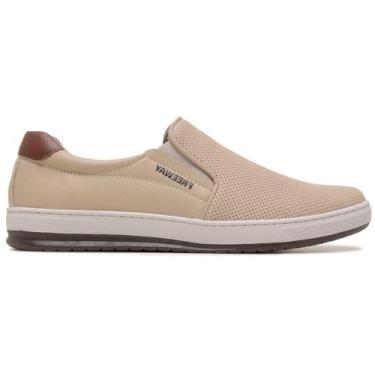 Imagem de SAPATÊNIS MASCULINO FREEWAY INPUT EM COURO SEM CADARÇO (Branco/Marrom, BR, Adulto, Numérico, 38)