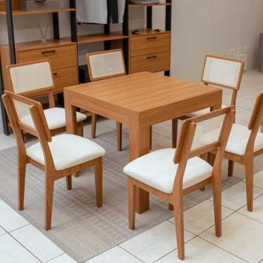 Imagem de Mesa de Jantar Tampo Extensível c/ 6 Cadeiras Dream 100% MDF - Dalla C