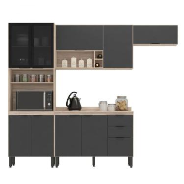 Imagem de Armário de Cozinha Modulada Rubi Compacta 4 Peças-AVENA-GRAFITO-EdeCasaMóveis