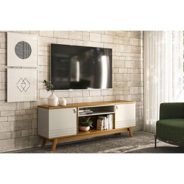 Imagem de Rack Bancada p/ TV até 75 Pol Colorado c/ 2 Portas e 2 Nichos 180cm Nature/Off White - Linea Brasil