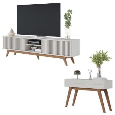 Imagem de Rack Bancada Fortaleza Com Aparador Noronha Off White Matte – Colibri