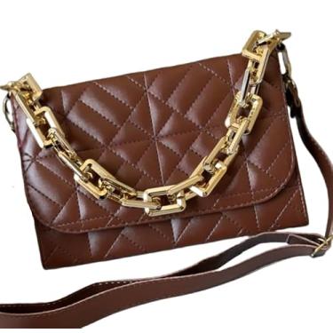 Imagem de Bolsa Feminina Luxo Alça Corrente de Mão e Transversal(Marrom)