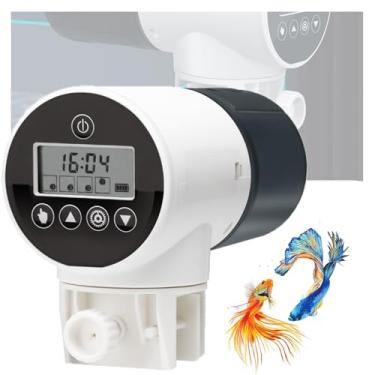 Imagem de Alimentador automático para peixes com tampa, dispensador automático de ração para peixes de grande capacidade de 200 ml com temporização precisa, rotação de 360°