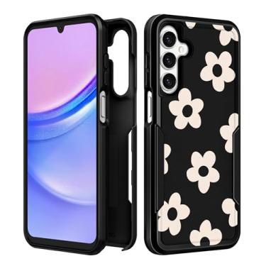 Imagem de Plakill Capa de telefone feminina para Galaxy A14 5G - Capa feminina fofa Kawaii feminina estética design exclusivo flor preta resistente à prova de choque de grau militar adolescentes para Samsung