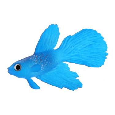 Imagem de Generic Decoração Realista de Aquário Durável Imitação de Silicone Peixe Pequeno para Aquário (No. 3 peixe de carne azul)