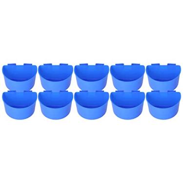 Imagem de GLOGLOW Tigela de alimentação para pendurar pássaros, 10 peças, para alimentação de água de papagaio, alimentador de pássaros, pombos, copos de alimentação para pequenos animais, charrontes (azul pequeno)
