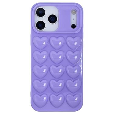Imagem de DMaos Compatível com iPhone 17 Capa para mulheres, 3D Pop Bubble Heart Kawaii Gel Cover Cute Girly para iPhone17 6,3 polegadas - Lavanda