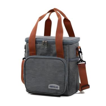 Imagem de Bolsa Térmica Marmita, com Alça Ajustável, Isolamento, Design Moderno, para Trabalho, Academia e Viagem (Cinza)