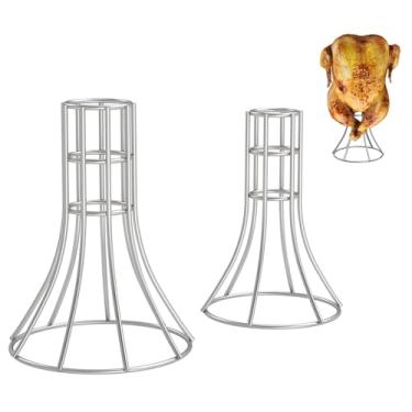 Imagem de Suporte de torra de frango Rack de peru de aço inoxidável suporte vertical de frango para a maioria das grelhas a gás Big Green Egg Kamado acessórios