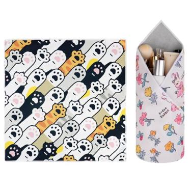 Imagem de GianiaChi Pano mágico autoadesivo | Protetor de lente de câmera + bolsa de armazenamento de cosméticos | Reutilizável, lavável, organizador dobrável | Estojo de viagem portátil para lentes, pincéis e