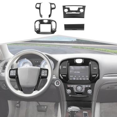 Imagem de Amayum Painel de painel central para console central adequado para Chrysler 300/300C 2011-2014, painel GPS, painel de fibra de carbono, kit de decoração de interiores