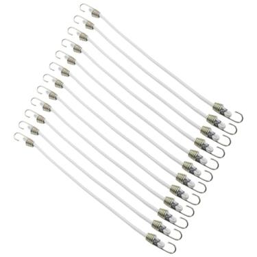 Imagem de LifCratms 16 cabos elásticos brancos resistentes com ganchos, mini cordão elástico de borracha de 26 cm, alça elástica para acampamento ao ar livre, barracas, bagagens, suportes de teto, lonas de