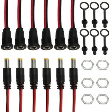 Imagem de Zorfeter 6 conjuntos de conectores de painel fêmea rosqueado de 5,5 x 2,1 mm, adaptador de conector de tomada de alimentação DC, plugue de tampa contra poeira para equipamentos de áudio/comunicação de