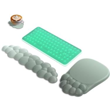Imagem de AKIT Mouse Pad Ergonômico Com Massagem De Bolhas E Apoio Para Pulso Teclado Computador, Suporte Em Nuvem Fofo, Mousepad Verde Macio Jogos, Mesa Escritório