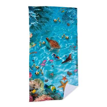 Imagem de Toalha De Praia Fundo Do Mar Com Tartaruga Arraia