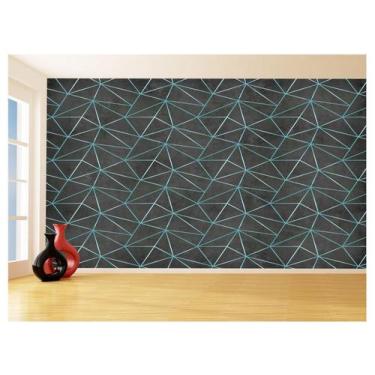 Imagem de Papel De Parede Concreto Linhas Azul Turquesa 3,5M Kkt270 - Você Decor