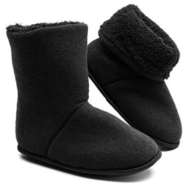 Imagem de Pantufa Bota Polar Preta MEU CÉU – Forro Pelúcia Extra Macio + Sola Antiderrapante – Super Quentinha para Inverno - Ultra Macia e Lavável na Máquina (Preto, Normal, BR, Adulto, Faixa Numérico, M, 45, 46)