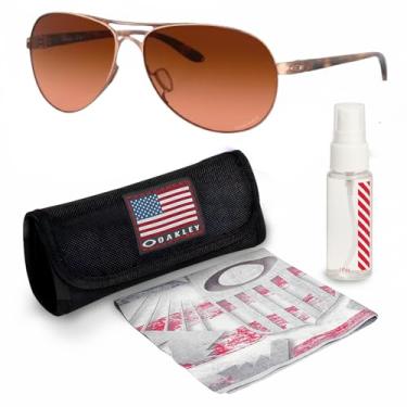 Imagem de OAKLEY Armação OO4079 FEEDBACK ROSE GOLD – Lente PRIZM MARROM GRADIENTE, Óculos de sol não polarizados em forma de piloto com kit de óculos oficial eSHADES, Ouro rosa (59 mm), 59 mm