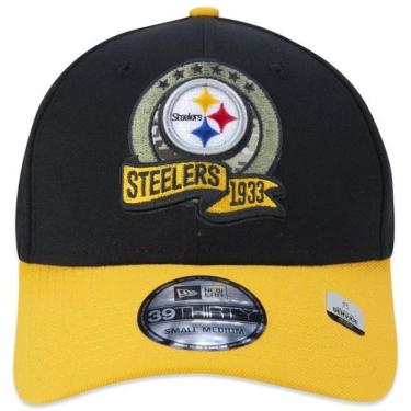 Imagem de BONÉ NEW ERA 3930 PITTSBURGH STEELERS SALUTE TO SERVICE STRETCH FIT NFP23BON161 PRETO AMARELO-Masculino