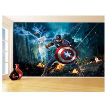 Imagem de Papel De Parede 3D Heróis Vingadores Capitão 3,5M Nhma123 - Você Decor