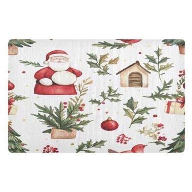 Imagem de SEHANY Tapete de porta de inverno Papai Noel Natal para todos os climas, impermeável, secagem rápida, bem-vindo, tapete de entrada antiderrapante, tapete decorativo de poliéster para entrada, varanda